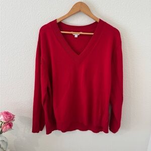 Time and Tru Bold Red V-Neck Sweater